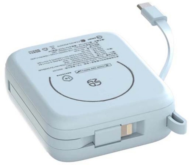 COZY SSB 迷你固態行動電源 10000mAh 20W 快充 附充電線, 冰藍色, COZY H20