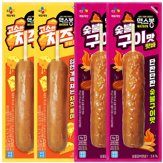 맥스봉 핫바(숯불구이맛 + 고소한치즈후랑크맛), 2세트, 135g