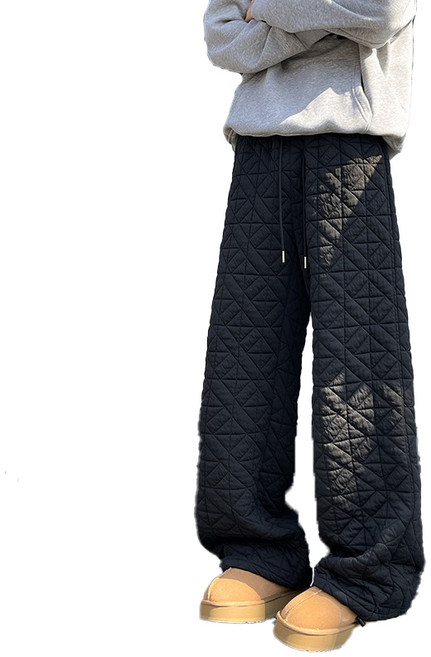 남자 루즈핏 누빔 면바지 데일리 캐주얼 방한 와이드 퀼팅팬츠 뉴타임즈