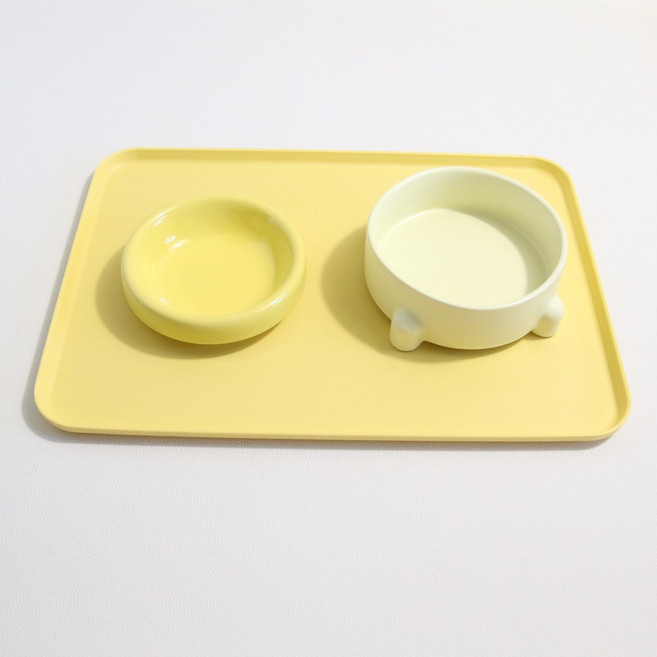 드림계곡 반려동물 마카롱 누식 방지 식기 매트, 1개, L 노란색