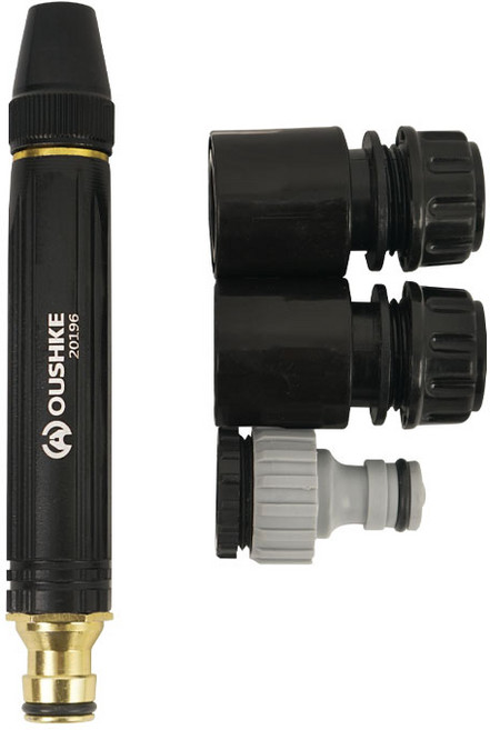 INVEN* 오우스케 고압 스틸 분사기 헤드+아답터 셋트 (STEEL), 블랙, 15.9cm