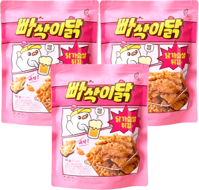 빠삭이닭 닭가슴살 튀김 더블치즈, 3개, 70g