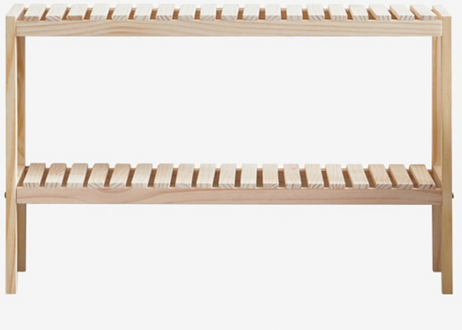 미송 원목 2단 거실 선반 신발장 800x500mm, 내추럴