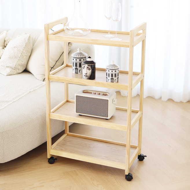 디오 원목 이동식 트롤리