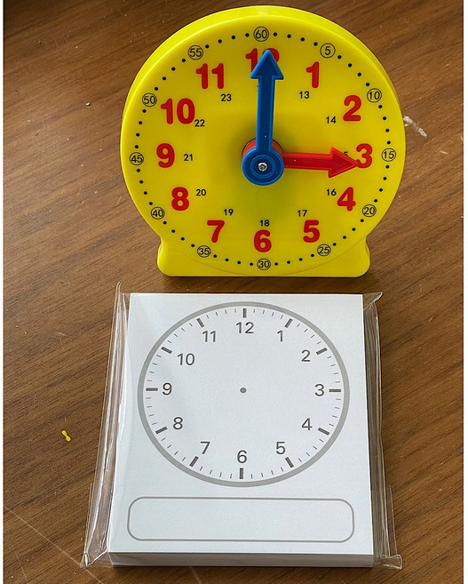 모형시계 세트 시계 점착메모지 초등 입학준비 유아 초등 수학 시계 시간 초1 초2, 1개