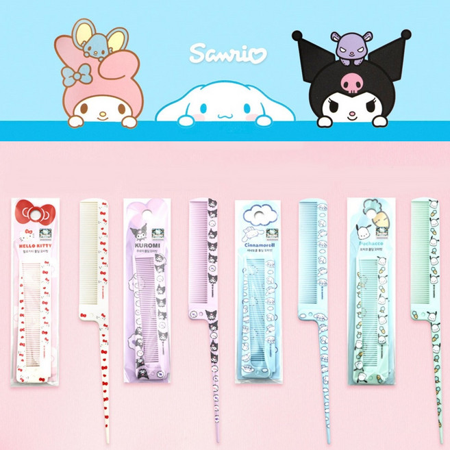 뷰티홈 산리오 폴딩 꼬리빗 헤어 빗 머리 빚 캐릭터 유아 어린이 여성, 헬로키티, 1개