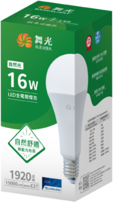 DANCELIGHT 舞光 16W LED全電壓燈泡, 日光色, 1個