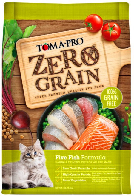 TOMA-PRO 優格 全齡貓 零穀乾飼料, 1袋, 14lb, 5種魚