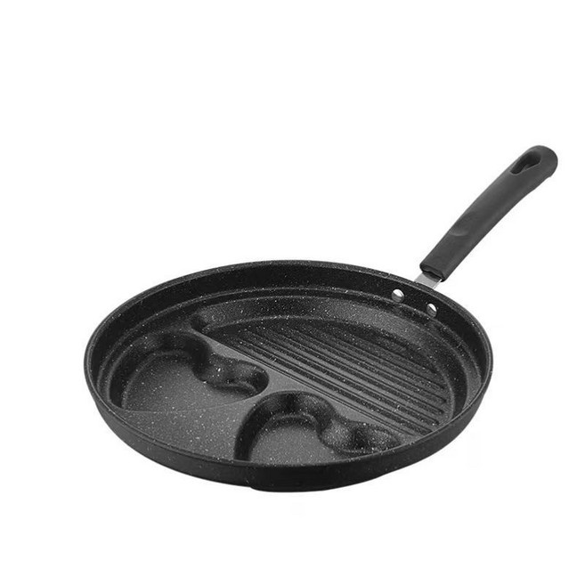 DFMEI 麥飯石煎蛋鍋早餐鍋家用四孔煎鍋多功能煎雞蛋漢堡模具平底煎蛋鍋, 1個