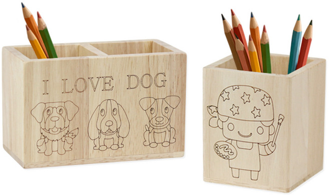 프리미엄 우드 원목 연필꽂이 캐릭터 우드 펜꽂이 연필, 1칸, 테니스선수