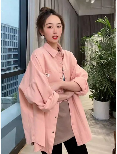 寬鬆大版牛仔襯衫女長袖韓版休閒百搭上衣外套