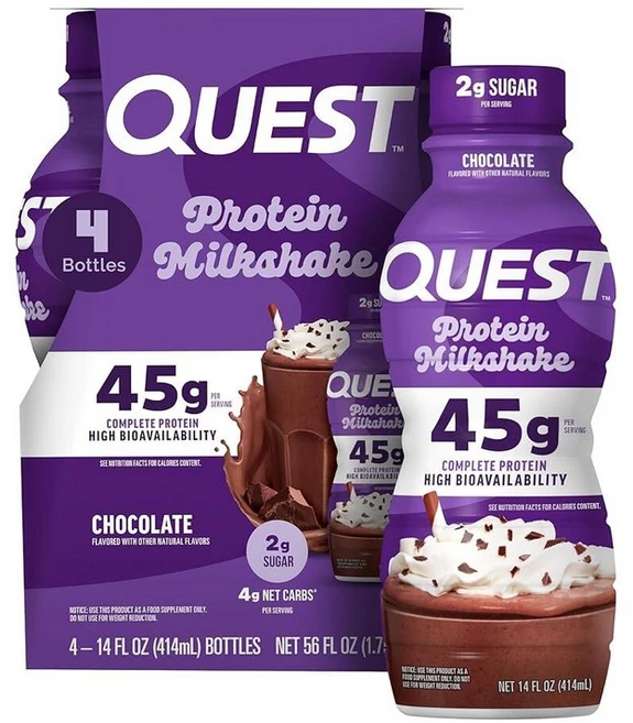 Quest 퀘스트 프로틴 스트로베리 밀크쉐이크 414ml 4팩, 14 Fl Oz (Pack of 4) - 쿠팡
