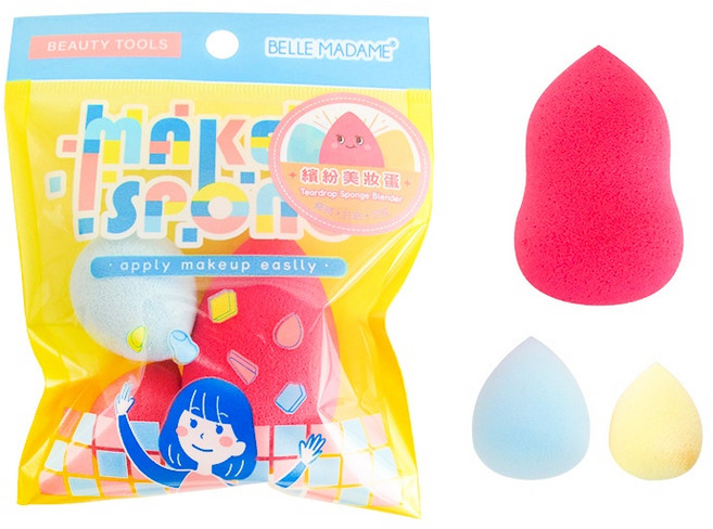貝麗瑪丹 SB-33 水水美妝蛋，乾濕兩用化妝海綿粉撲三入組，打造精緻無瑕妝容, 1個