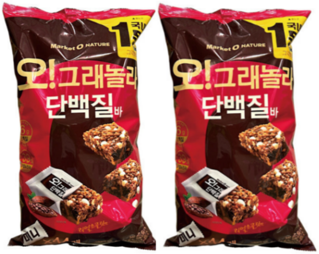 4가지 통곡물 마켓오 오그래놀라 바 미니 540g, 2개