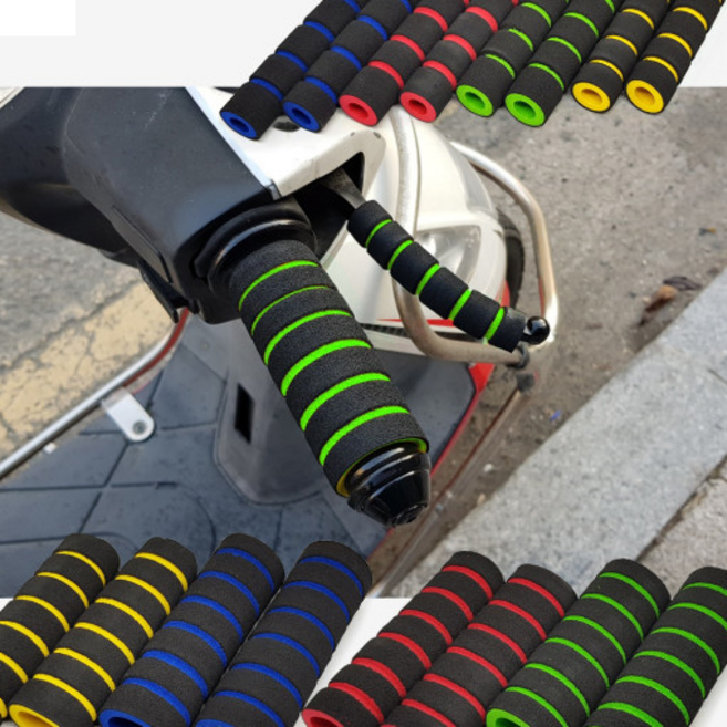 스펀지그립 오토바이 바이크 자전거 범용 4개1세트 손잡이레버 4Color, 1개, 파랑(브레이크레버+핸들그립 4개 1세트)