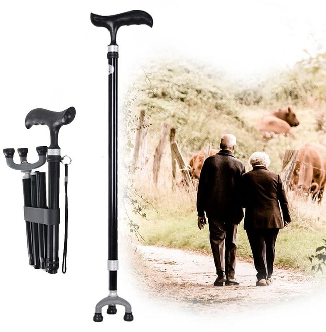 틈앤텀 어르신 지팡이 노인 안전 접이식 할머니 고급 경량 효도 선물용 3발