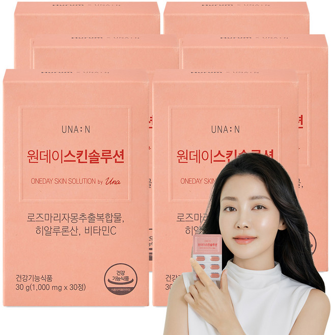 유나엔 스킨솔루션 로즈마리자몽추출물 피부 1개월분, 30정, 6박스