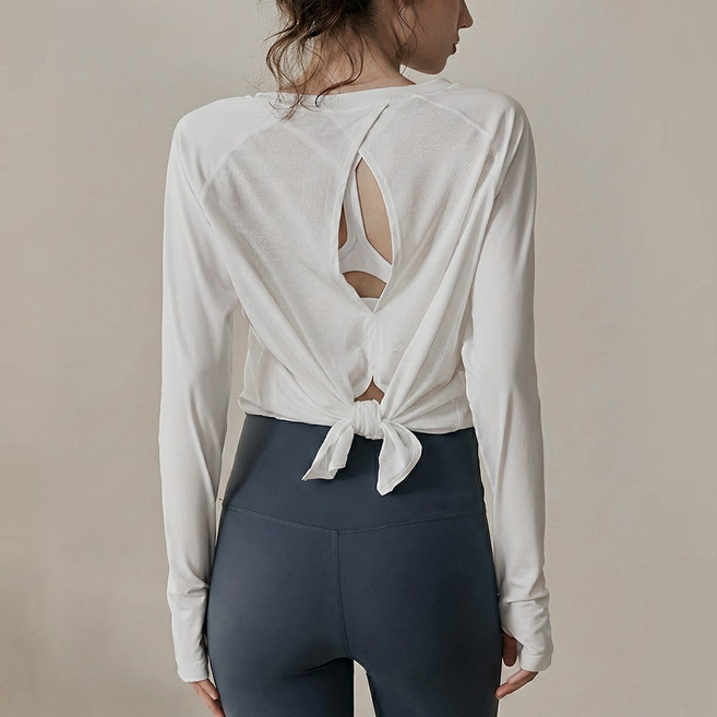 샤르시에 여성 뒷트임 긴팔 요가 필라테스 상의 루즈핏 커버업