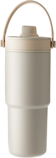 保溫杯 陶瓷塗層 316不鏽鋼 735ml, 手提陶瓷吸管杯淺奶咖, 1個