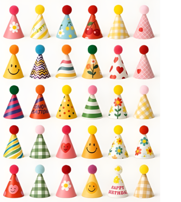 다인노 미니 방울 고깔 모자, 30개, 혼합