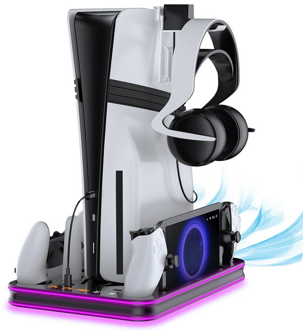 PS5 프로 슬림 스탠드 쿨러 맥스 차징스테이션 PS포탈 충전 독 거치대, 블랙, 1개, PS5 맥스 차징스테이션