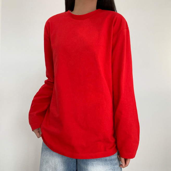 티데일리 남녀공용 17수 라운드넥 무지 긴팔 티셔츠