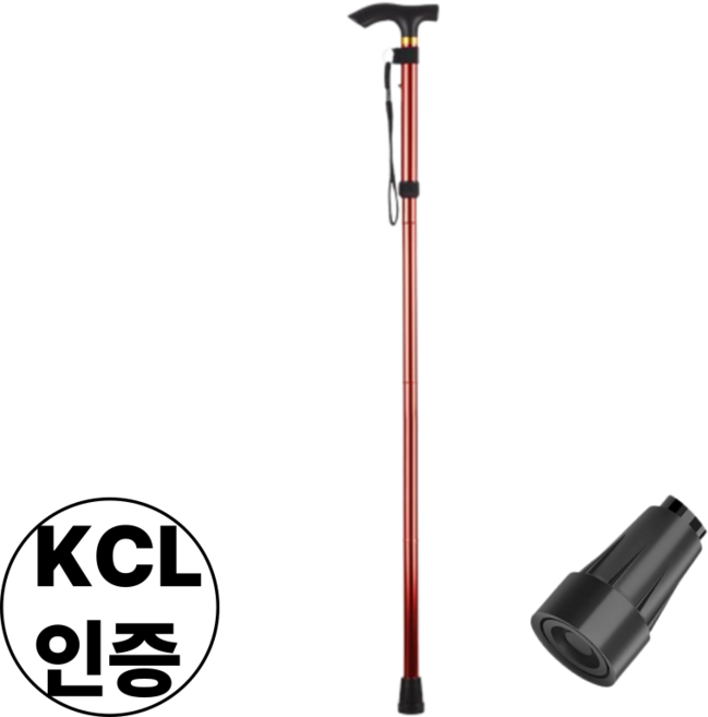 SBIG 어르신 노인 지팡이 안전인증 가벼운 접이식 초경량 250g, 레드, 1개