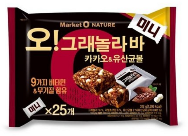 오리온 오 그래놀라 단백질바, 312g, 5개