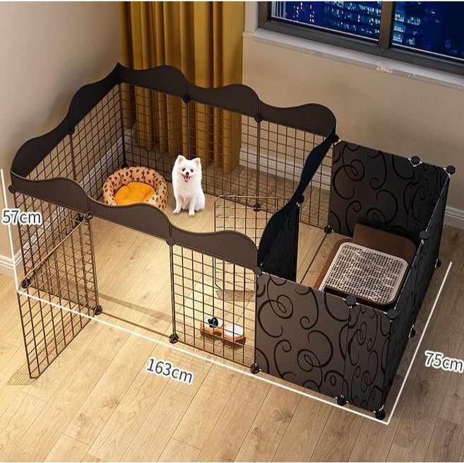 가남 강아지 울타리 펫룸 분리형 펜스 화장실 수납공간 일체형, 1세트, 블랙