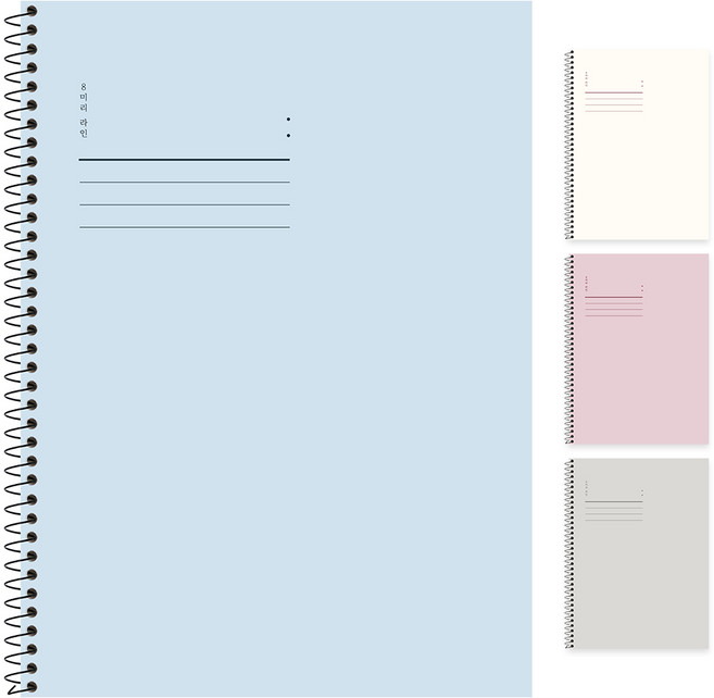 심플 포포 베이직 8mm 라인 스프링 노트, 4개, 혼합