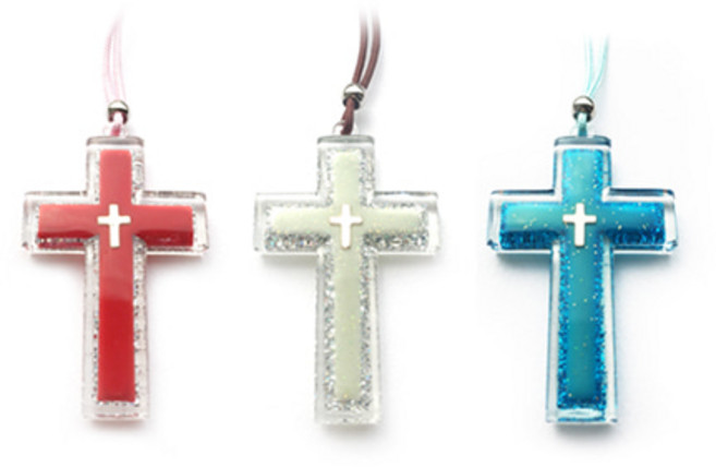 십자가목걸이 야광(대) (3컬러 옵션선택), 빨강색