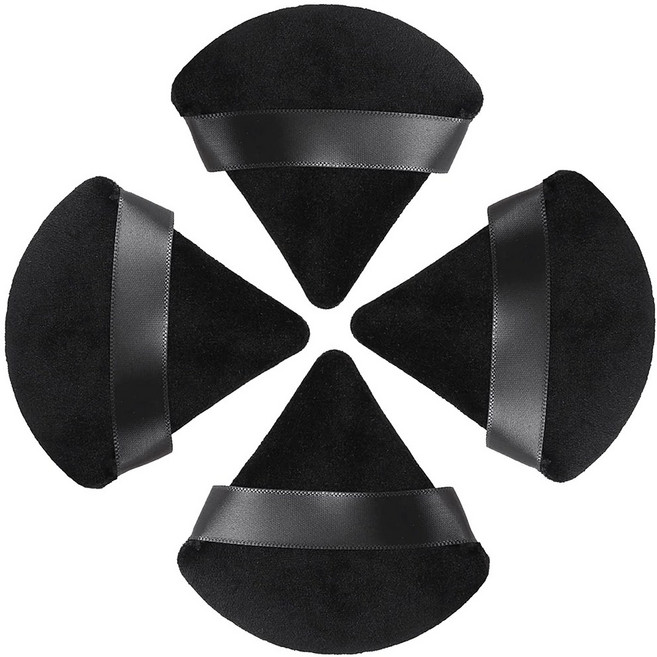 삼각형 모양의 파우더 퍼프 4개, 검은색