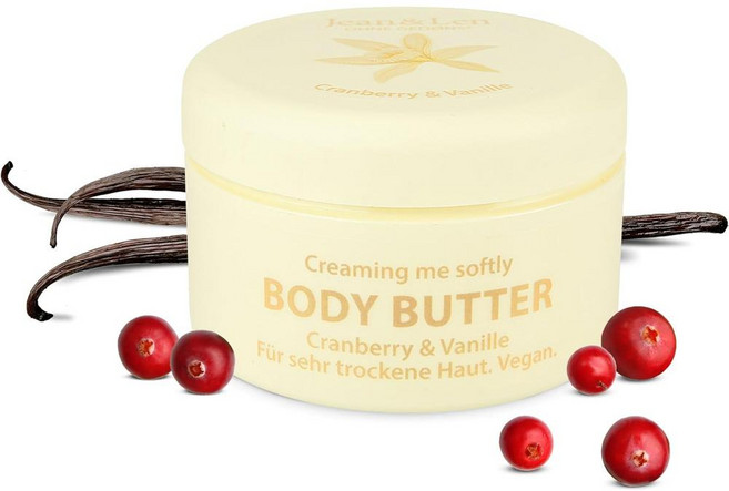독일 진앤렌 Jean & Len Body Butter Cranberry & Vanilla 크랜베리 & 바닐라 바디버터 바디크림, 4개, 200ml