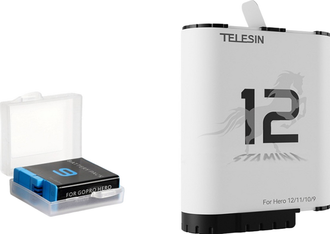 TELESIN 總代理 高性能低溫快充電 適用 GOPRO 12/11/10/9 GP-157, 1個, 電池(送收納盒)