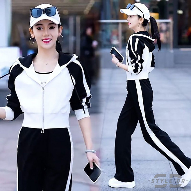 스타일닥터 여성용 캐주얼 세트 후드 집업 트레이닝 상하복 세트