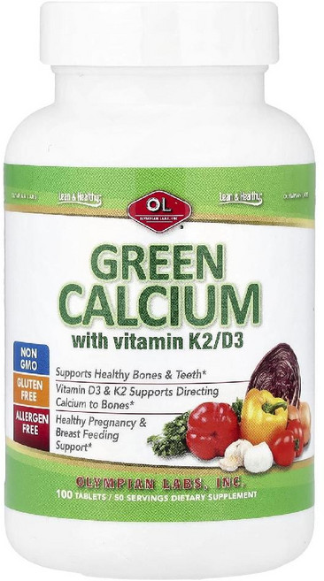 올림피안랩스 글루콘산칼슘 1000mg 비타민K2 D3 Green Calcium 100정, 1개, 1개