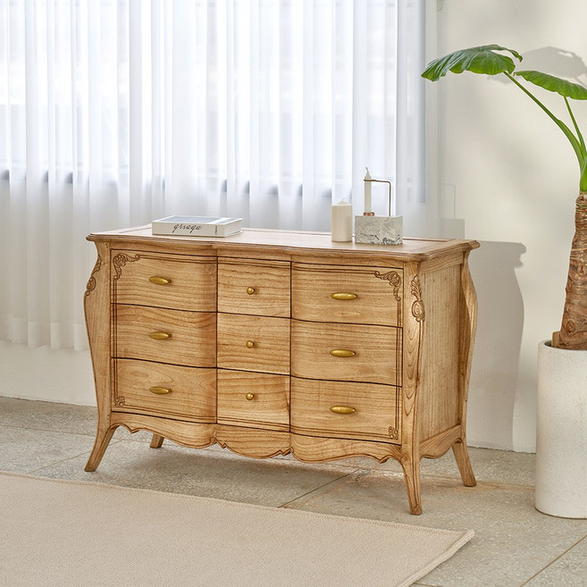 유캐슬 가이아 엔틱 원목 와이드 서랍장_착불배송, 3개