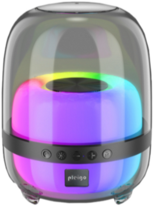 PLEIGO 레인보우 서라운드 블루투스 스피커 BS81, 7가지 LED(BS81), 블랙