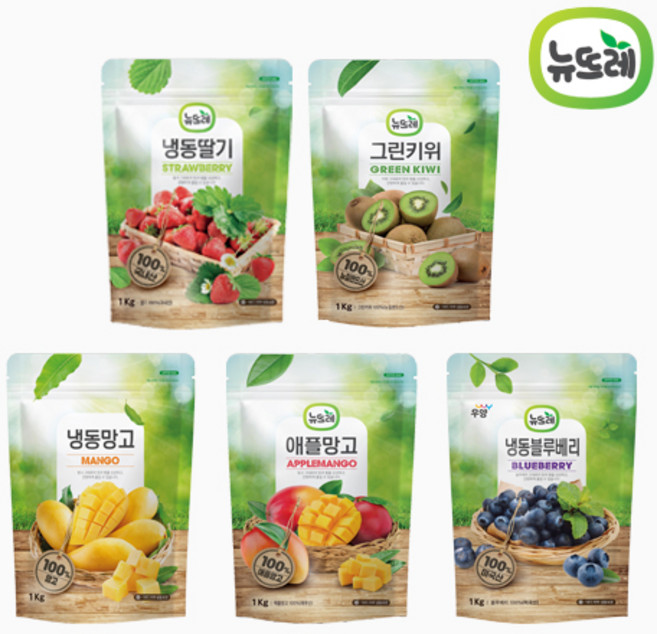 뉴뜨레 냉동과일 3kg (딸기 블루베리 망고 키위), 3개, 베트남산 망고 1kg