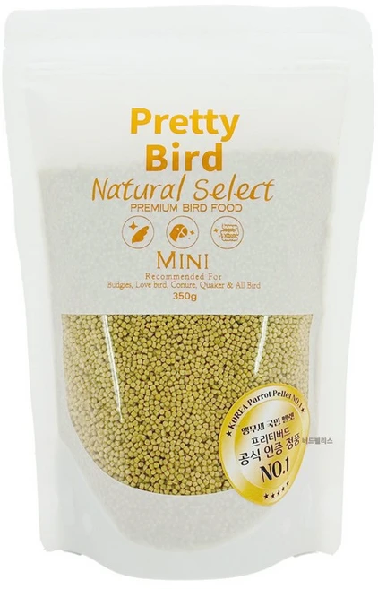앵무새 먹이 프리티버드 내츄럴 셀렉 미니 펠렛 모란 사랑앵무 펠릿 사료, 1개, 350g - 쿠팡