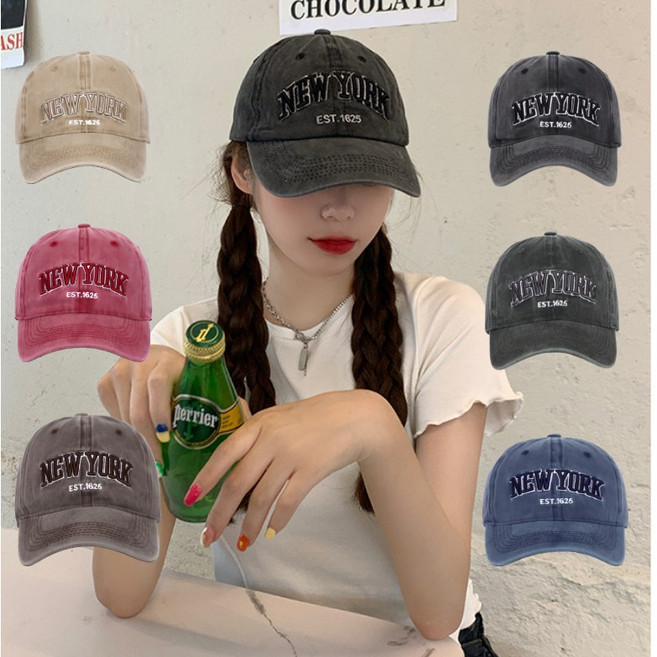 카보나 남녀공용 워싱 야구모자 빈티지 뉴옥 볼캡