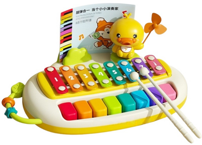 兒童 敲敲琴 早教音樂啟蒙玩具 親子互動音樂敲琴, 1個, 八音琴(小鴨子)