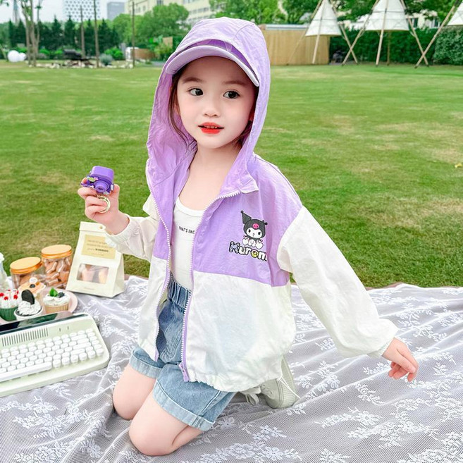 GOYES 귀여운 산리오 쿠로미 자외선 차단 냉감 점퍼 집업 외투