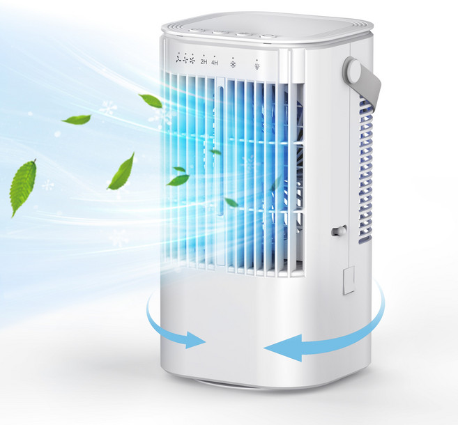 해브유 4in1 미니 무선 탁상용 선풍기 미스트 자동회전 서큘레이터 냉풍기 가정용, 화이트, YP2306