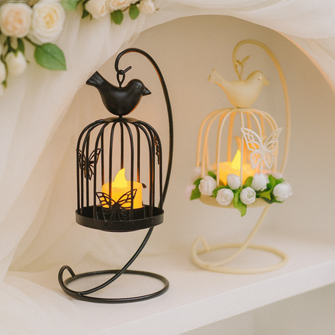 내일의공간 행잉 새장 케이지 티라이트 홀더(인테리어 소품), 블랙