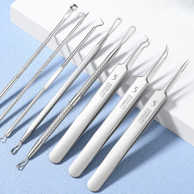 동네일등 여드름짜는도구 스텐 비립종 압출바늘 8종세트, 단품