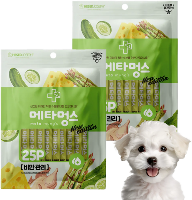 메타멍스 강아지 짜먹는 영양 간식 대용량 25P, 375g, 2개, 비만관리