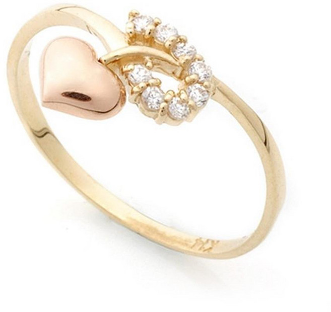 14K 18K 얇은 프레즐 하트 딸랑이 큐빅 금 반지 컷팅실반지 18k금반지 18K평반지