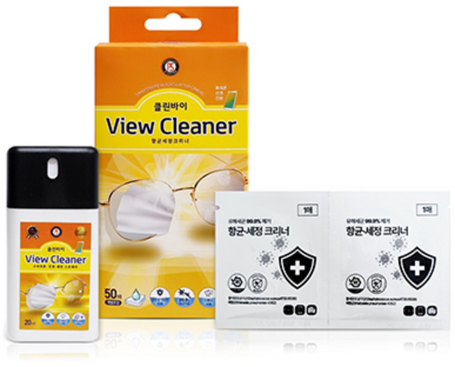 풍성한 뷰 휴대폰 액정클리너 세정제 핸드폰세척 스마트폰청소 소독제 살균 닦기 200매, 풍성한 뷰 안경 클리너 50매, 1개