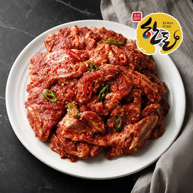 [맛있게 매운] 한돈 돼지갈비 100% 진짜 갈비살 수제 매운양념 돼지갈비, 1개, 200g